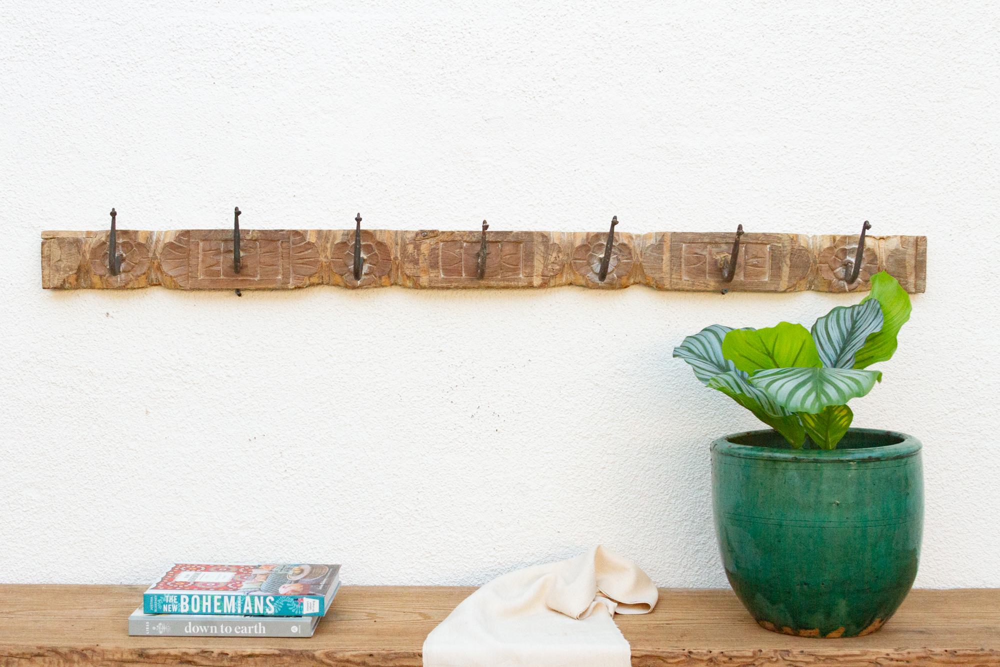 Carved Lotus Flower Wall Hook,Decorative lotus flower wall hook,Lotus flower coat wall hooks,Carved floral wall hooks,Boho lotus flower hook