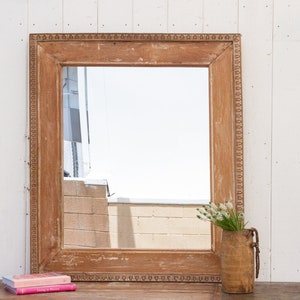 Tall Carved Rustic Mirror Frame, Vintage Frame Mirror, Farmhouse Vanity Mirror, Boho Bathroom Mirror, Rustic Wall Decor, Shabby Chic Mirror