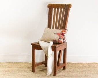 Robust Teak Indoor/Outdoor Chair, Vintage Teak Garden Chair, Bali Teak Chair, Rustic Slatted Chair, High Back Chair,Vintage Indonesian Chair