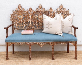Rare Damascus Mother of Pearl Inlay Bench