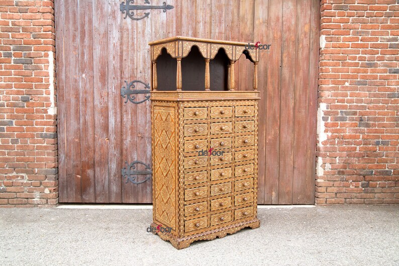 Tall Inlaid Apothecary Drawer Indian Apothecary Etsy