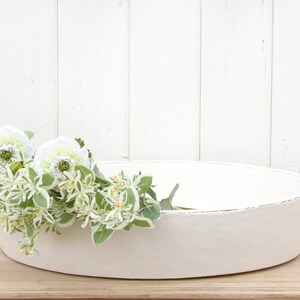 Grand Antique White Dough Bowl, French White Painted Bowl, French Country Bowl, Kneading Dough Bowl,Large Kitchen Bowl,White Painted Bowl