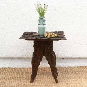Rare Anglo Indian Finely Carved Side Table, Antique Accent Table, Artisan Carved Side Table, Anglo Indian End Table,Ornate Wooden Side Table