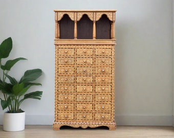 Tall Inlaid Apothecary Drawer Cabinet,Anglo Indian Apothecary chest,Indian inlay Cabinet,Indian Inlay tall cabinet, Apothecary inlay Dresser