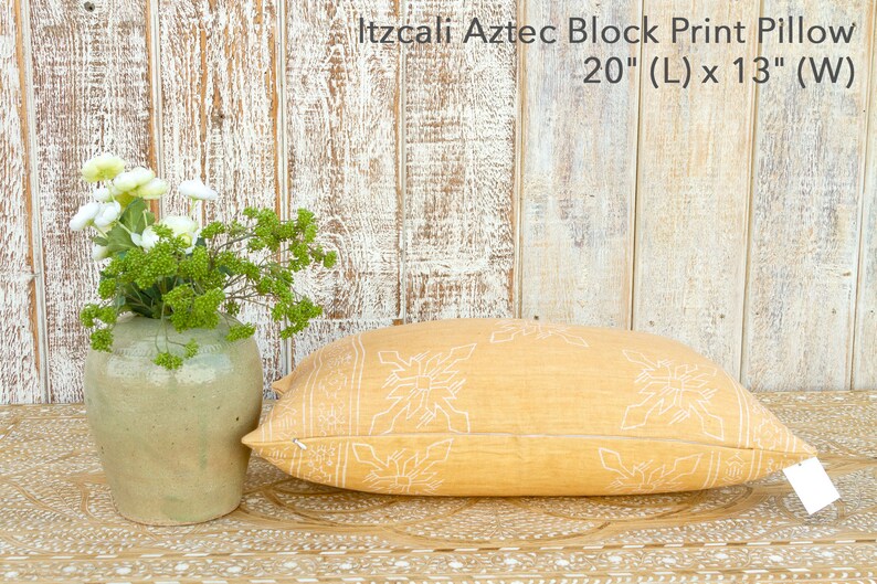 Lemon Chiffon Aztec Block Print Pillow cover,Block Print Decorative Linen Pillow Covers,Light Yellow linen Pillow,Yellow linenPillow,Cushion zdjęcie 10