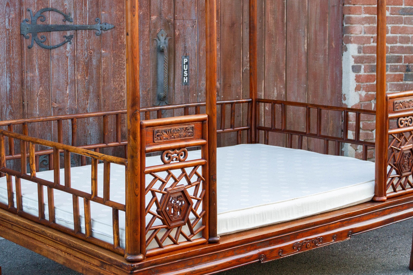 Picturesque Chinese Canopy Bed Vintage Asian Canopy Bed Elm Etsy