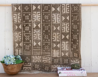 West African Tribal Pattern Mudcloth, West African Tribal Mudcloth Throw,Handwoven Tribal Mudcloth Tapestry,Tribal mudcloth from West Africa