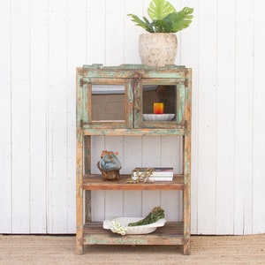 Antique Farmhouse Painted Bookcase 50% Off! Free Shipping! Glass Doors Display Cabinet, French Colonial Tall Bookcase, Antique Green Cabinet