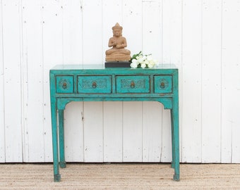 Turquoise Ming Style Console Table, Turquoise Ming Asian Console, Console Table with Drawers,Hallway Table,Turquoise Side Table,Accent Table