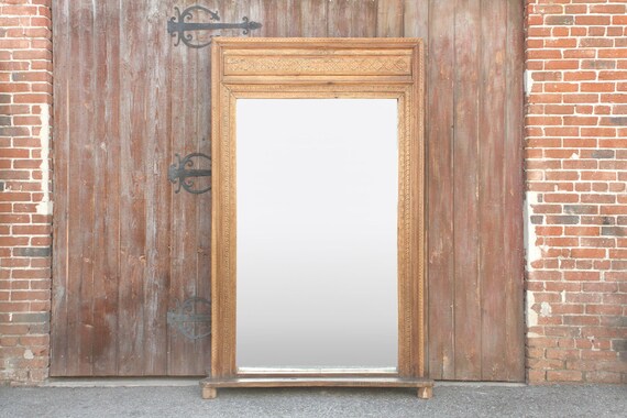 Magnificent Om Tall Carved Floor Mirror Architectural Carved Door Frame Carved Floormirror Indian Antique Tall Mirror Rustic Carved Mirror