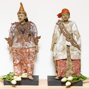 Set of Two Javanese Wayang Puppets, Javanese Wayang Puppets, Indonesian Handmade Puppet,Artisan Crafted Wayang Puppets,Indonesian Puppet Set
