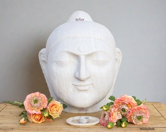 Beautifully Carved Marble Buddha Head,White garden Buddha, Hand-Carved Marble Buddha,Marble Buddha HeadModern BuddhaAsian buddhaStone buddha