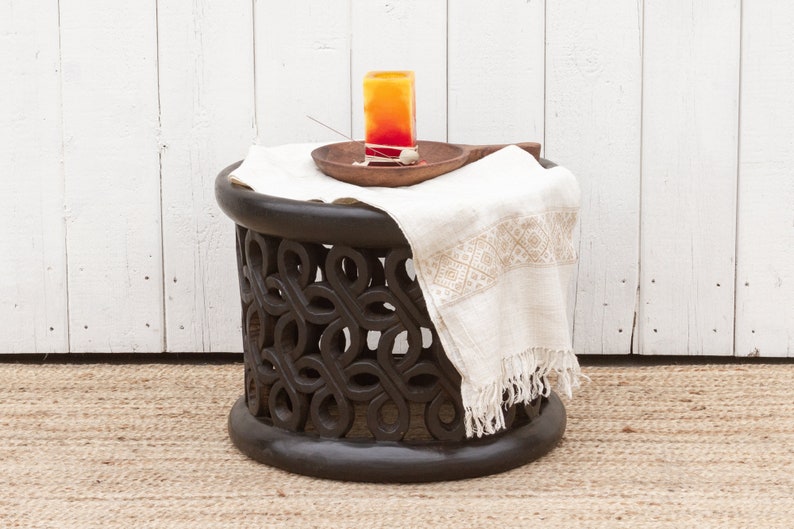 African End Table African Bamileke Coffee Table: Tribal Floral Carved Wood End Table - Etsy