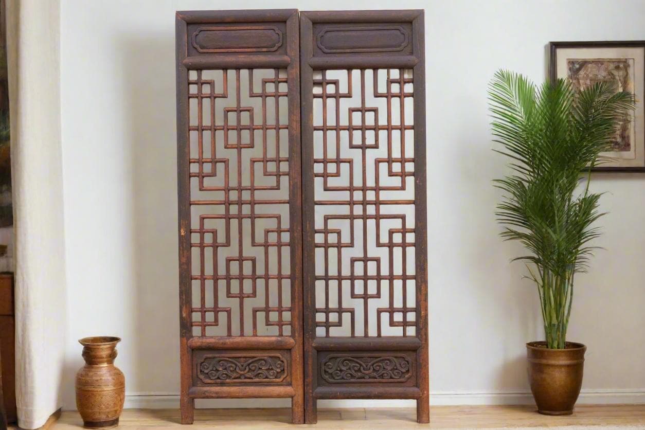 Antique Chinese Elm Lattice Doors: 18th Century Shanxi Dividers - Etsy