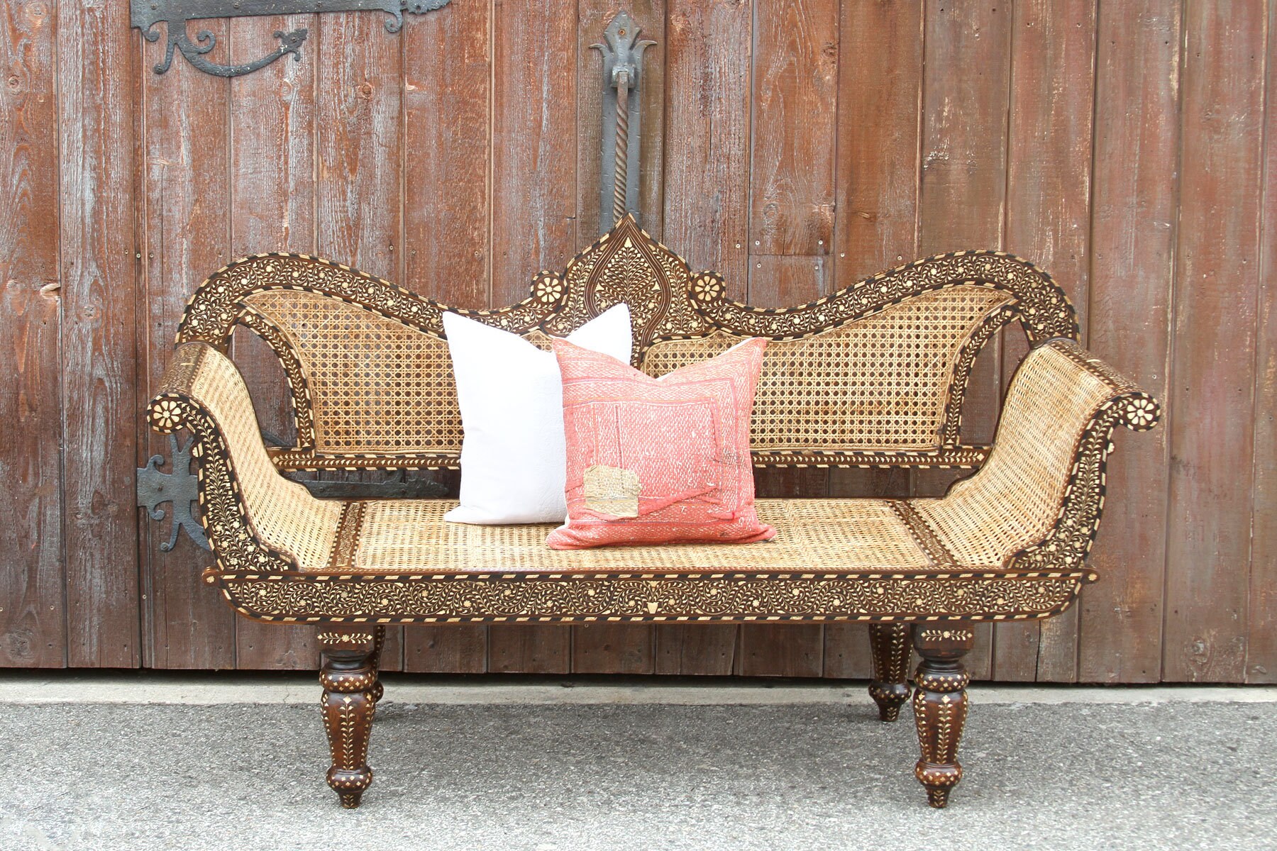 Royal Bone Inlay Settee Bench Colonial Inlaid Couch Bone Etsy