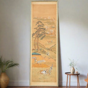 Antique Chinese Landscape Painting: Rural Life Asian Wall Art