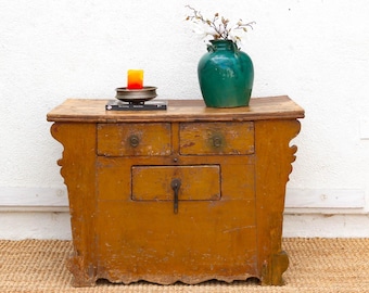 Large Vibrant Yellow 19th Century Money Chest