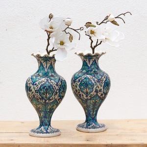 Indigo Mist, Tall Porcelain Blue & White Vases, Vintage Tall Porcelain Vase, Chinoiserie Decor, Ceramic Flower Vase, Oriental Home Decor