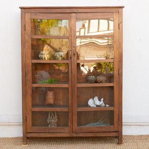 Antique Narrow Glass Display Cabinet - Etsy