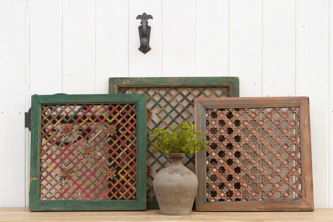 Vintage Carved Rustic Window Wall Art Seethrough Wall Etsy