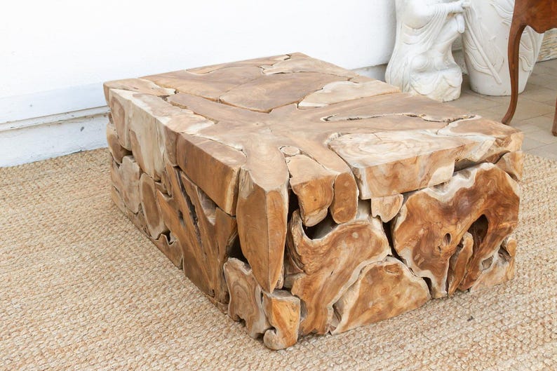 Organic Teak Root Mosaic Coffee Table - Etsy