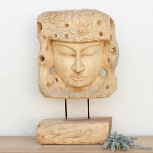 Large Carved Wooden Buddha Statue, Buddha Statue for Home Decor, Spiritual Wooden Buddha Figurine, Traditional Buddha Carved Wooden Statue
