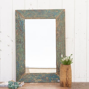 Rustic Painted Framed Mirror, Reclaimed Wood Framed Mirror, Distressed Frame Mirror, Painted Frame Mirror, Wall Mirror, Boho Accent Mirror