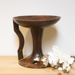Farmhouse Naga End Table, Tribal Side Table, Primitive Konyak Accent Stool, Boho Stool, Petite Indian Stool, Wooden Nagaland Stool Table