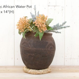 Authentic African Clay Water Pot,  Vintage Clay Water Pot, Antique Engraved Clay Water Pot, Antique African Pot, Antique Mossi Tribal Vase