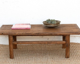 Rustic Warm Elm Stretcher Coffee Table