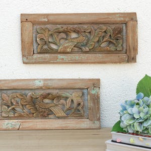 Ornate Finely Carved Asian Panels, Set of 2, Finely Carved Wood Panels, Antique Asian Wood Carvings, Antique Decorative Wall Art Panels