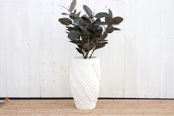 Tall Terracotta White Planter