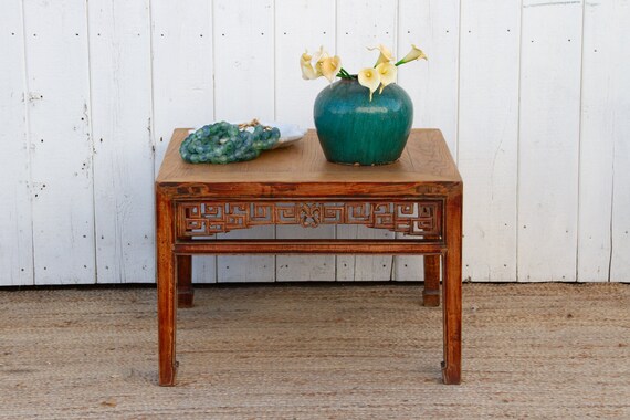Square Bleached Elm Coffee Table From Shanxi - 19thC Square Bleached Elm Coffee Table From Shanxi - 19thC