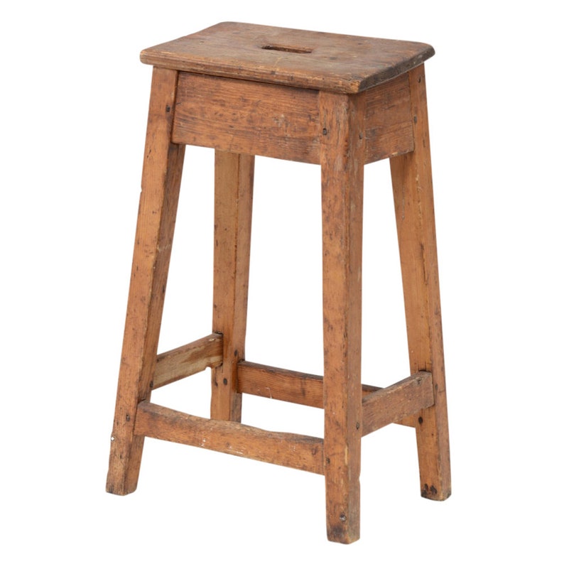 19th Century English Tall Stool English Chair Antique Chair Pine Chair Wooden Chair Pub Stool 19th Century Stool Bar Stool Asian Stool