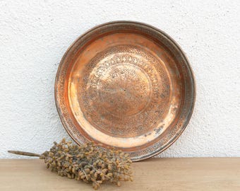 Antique Finely Engraved Copper Tray