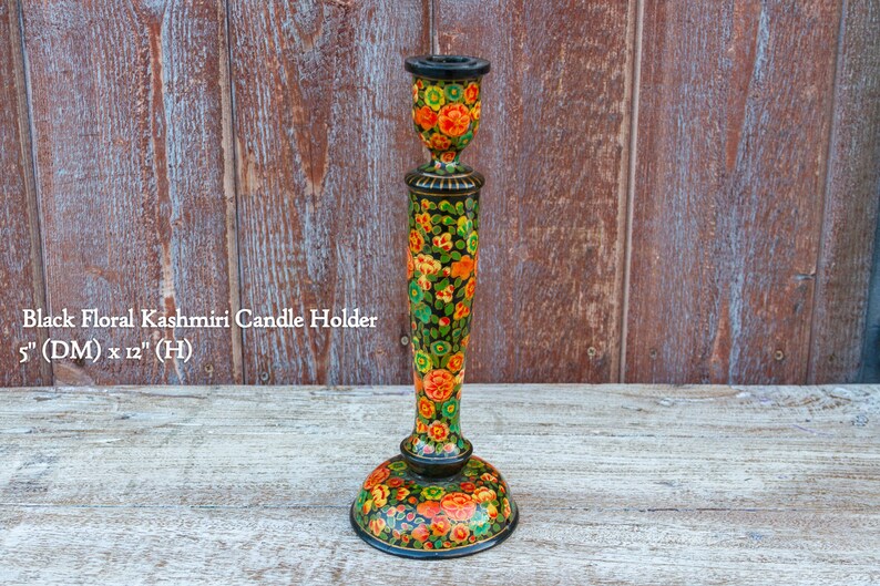 Hand Painted Floral Kashmiri Candle Holder,Painted Candle Stick Holders,Candle Holder,Kashmir painted Candle stand,VintageIndianCandle stick