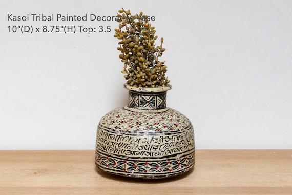 Vintage Painted Wood Pots From Kullu Vintage Painted Wood Pots From Kullu