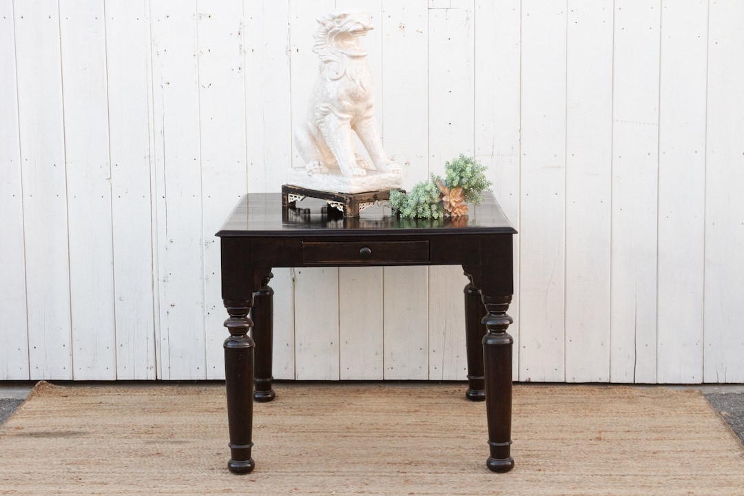 Vintage Ebonized British Colonial Kitchen Table: Farmhouse Style - Etsy
