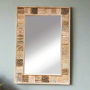 Abstract Carving Indian Mirror, Antique Indian Carved Mirror, Hand-carved Indian Mirror, Indian Decorative Wall Mirror,Vintage Framed Mirror