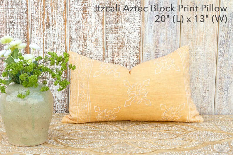 Lemon Chiffon Aztec Block Print Pillow cover,Block Print Decorative Linen Pillow Covers,Light Yellow linen Pillow,Yellow linenPillow,Cushion zdjęcie 8