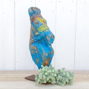 Antique Jodhpur Blue Horse Bust, Indian Blue Horse Figure, Hand-Carved Horse Statue,Rustic Wooden Horse Figure,Tabletop Statue, Indian Decor