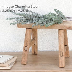 Petite Farmhouse Charming Stool, Handhewn Rustic & Charming Stool, Old Bleached Wood Milking Stool