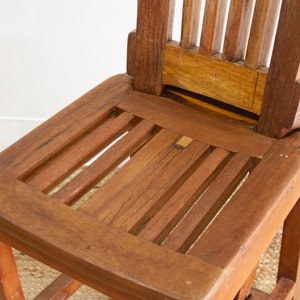 Robust Teak Indoor/Outdoor Chair, Vintage Teak Garden Chair, Bali Teak Chair, Rustic Slatted Chair, High Back Chair,Vintage Indonesian Chair image 9