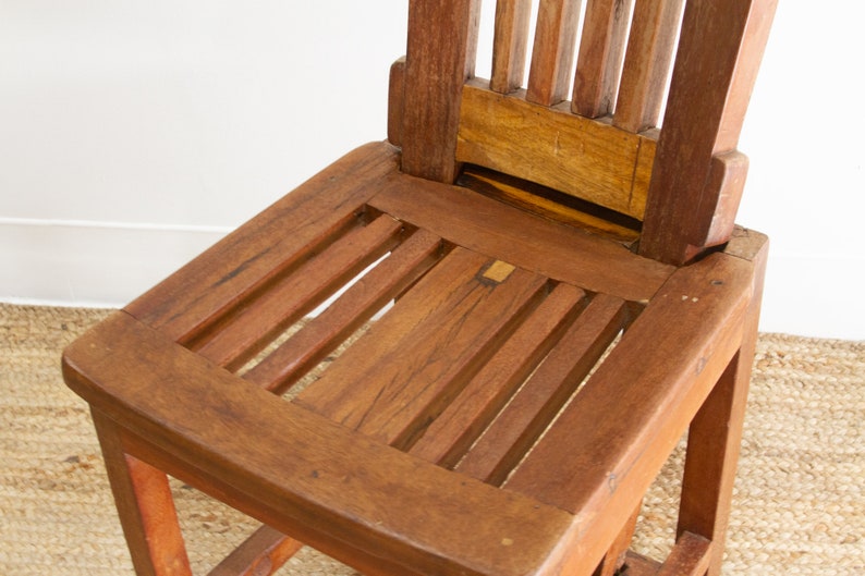 Robust Teak Indoor/Outdoor Chair, Vintage Teak Garden Chair, Bali Teak Chair, Rustic Slatted Chair, High Back Chair,Vintage Indonesian Chair image 9