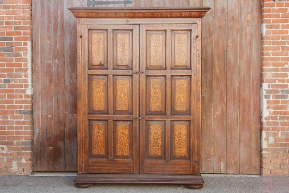 Majestic Spanish Colonial Marquetry Armoire antique Wardrobe