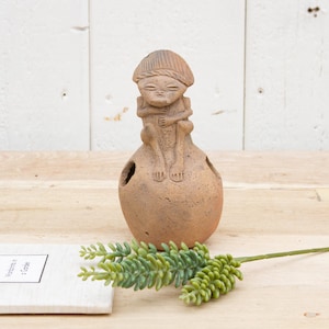One-of-a-Kind Pre-Columbian Pottery Figure, Folk Art Small Clay Statue, Hand Crafted Pre-columbian Style Statue Small Indigenous Figurine