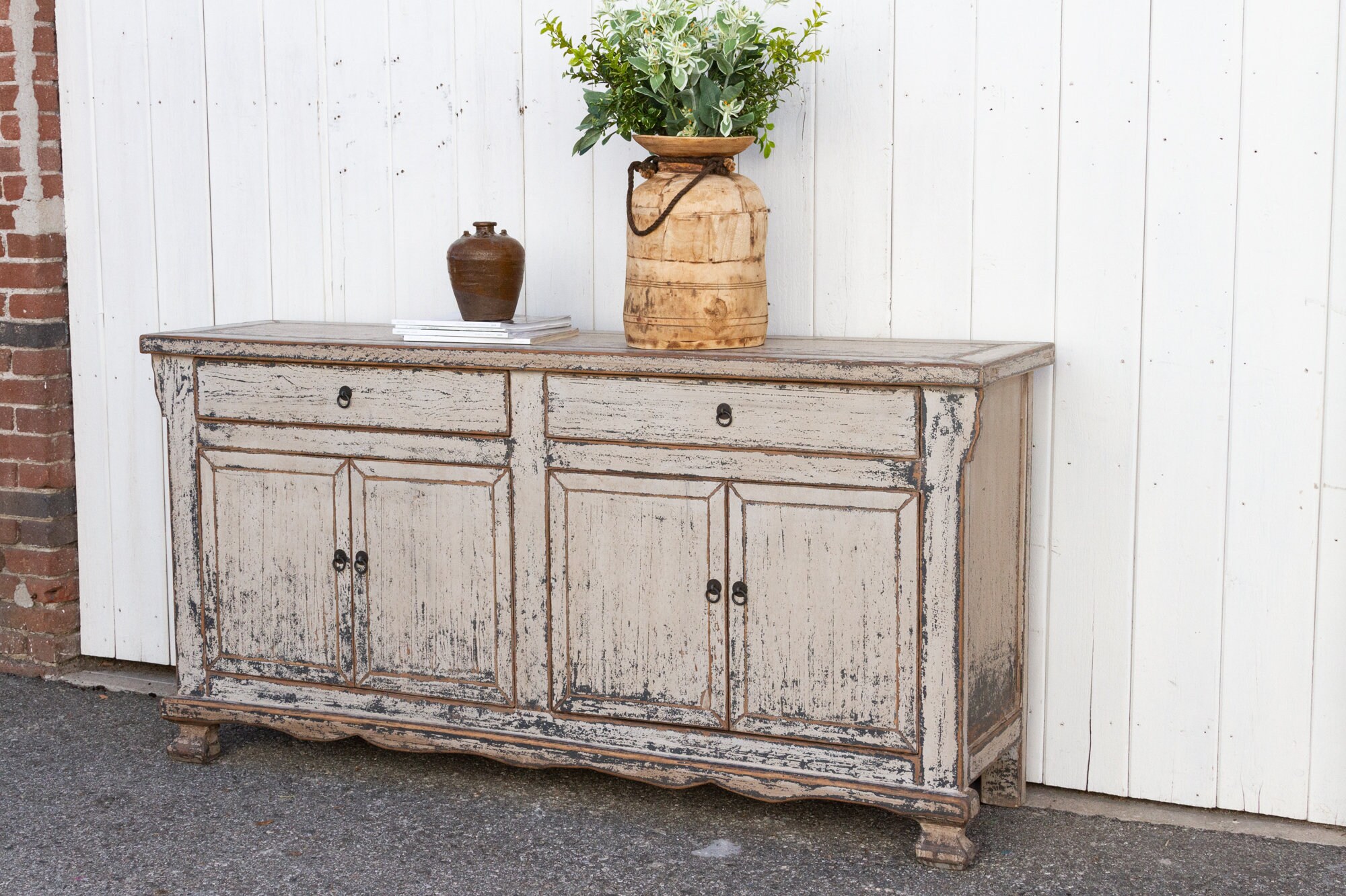 Farmhouse Style Painted Sideboard Rustic Scandinavian Buffet