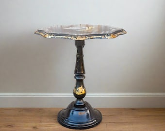 Antique French Mother of Pearl Inlaid Table, Antique French Side Table, Mother of Pearl Inlaid End Table, French Accent Table,Tilt Top Table