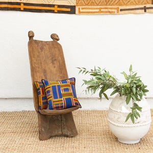 Ceremonial Carved Wood African Folding Chair, Hand-carved African chair, African ceremonial chair, Boho wooden chair, Folding tribal chair