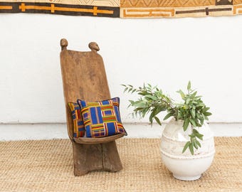 Vintage Carved Wood African Folding Chair: Boho Tribal Decor